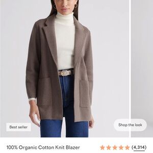 Quince Organic Cotton Knit Blazer in Taupe